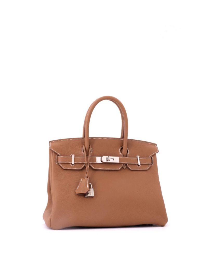 Birkin 30 Handbag Brown Togo with Palladium Hardware