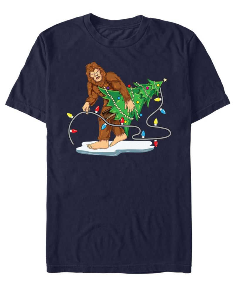 Men's Bigfoot Christmas Cotton T-Shirt