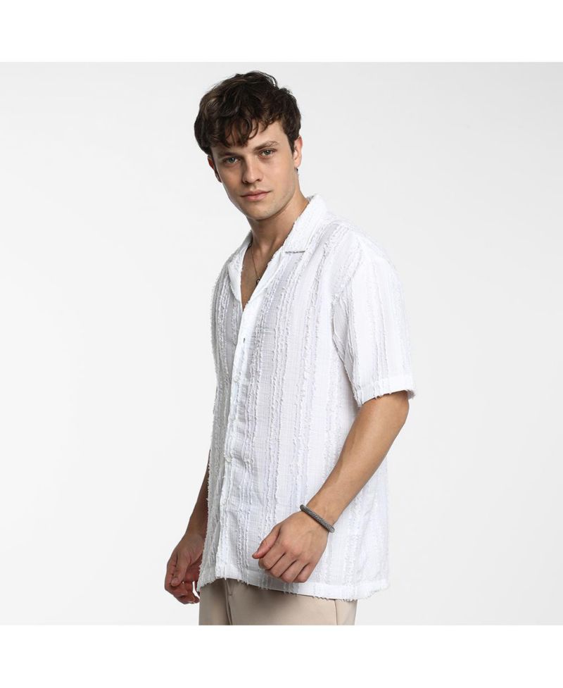 Men's Unhemmed Striped Oversized Shirt