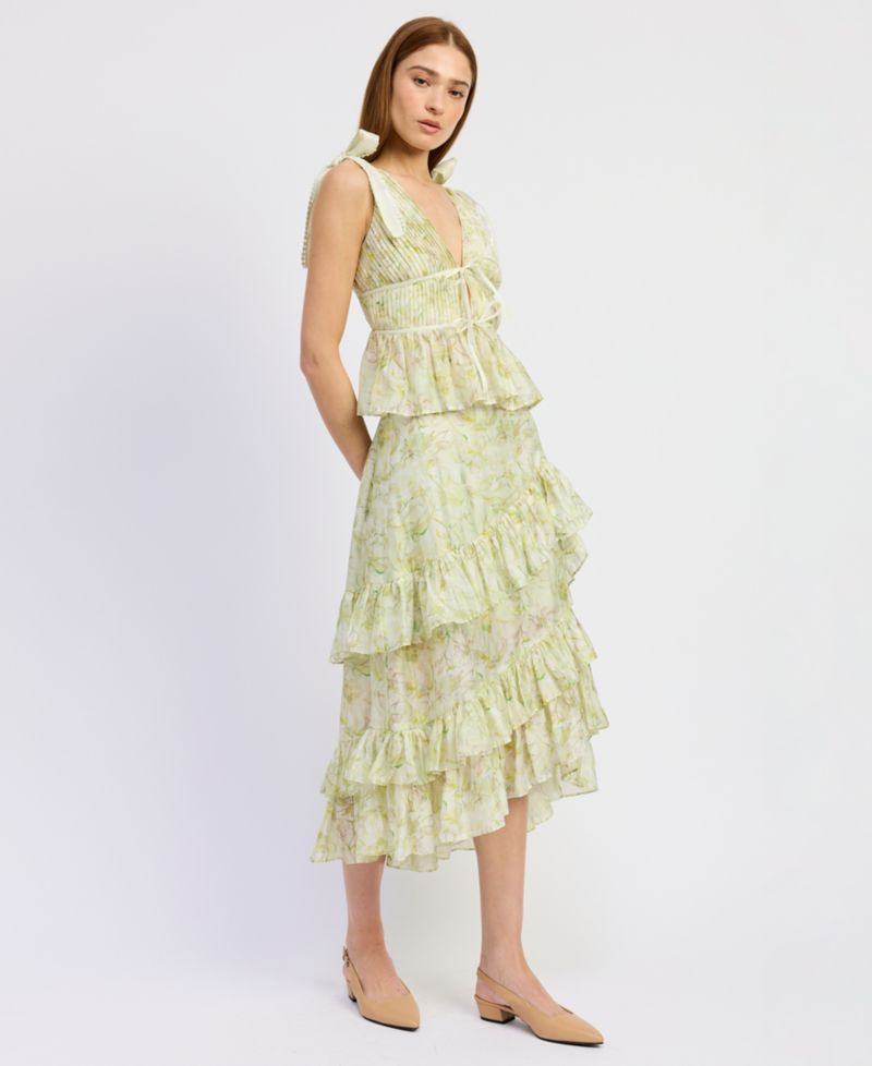 Women's Claire Ruffled Tiered A-Line Midi Skirt