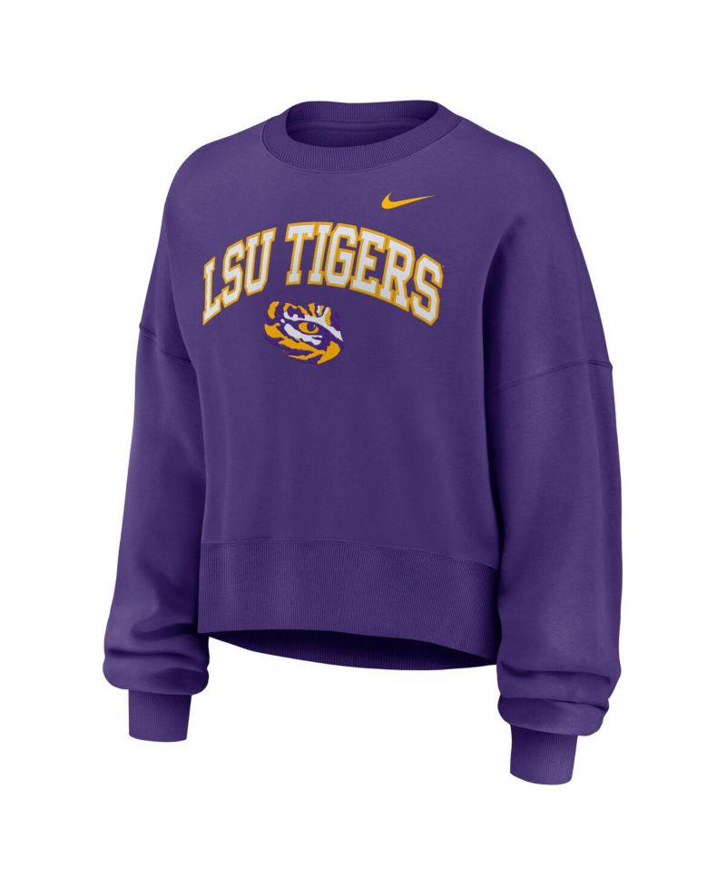 Women's Purple LSU Tigers Oversized Phoenix Arch Pullover Sweatshirt