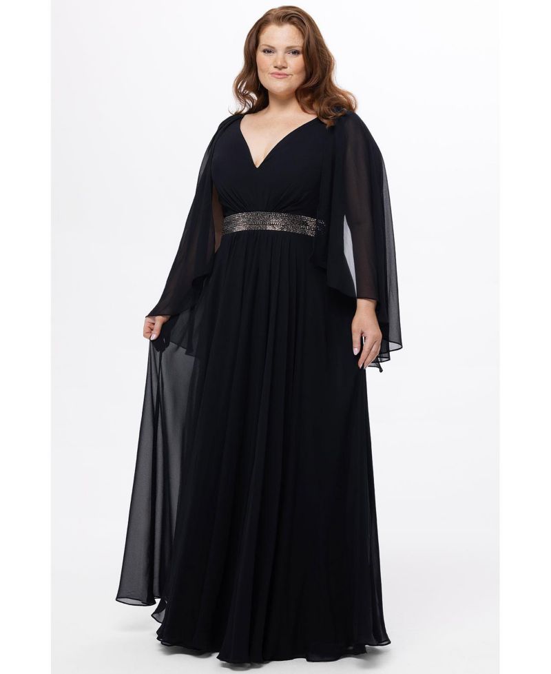 Women's Long Cape Sleeve V-Neck Dress