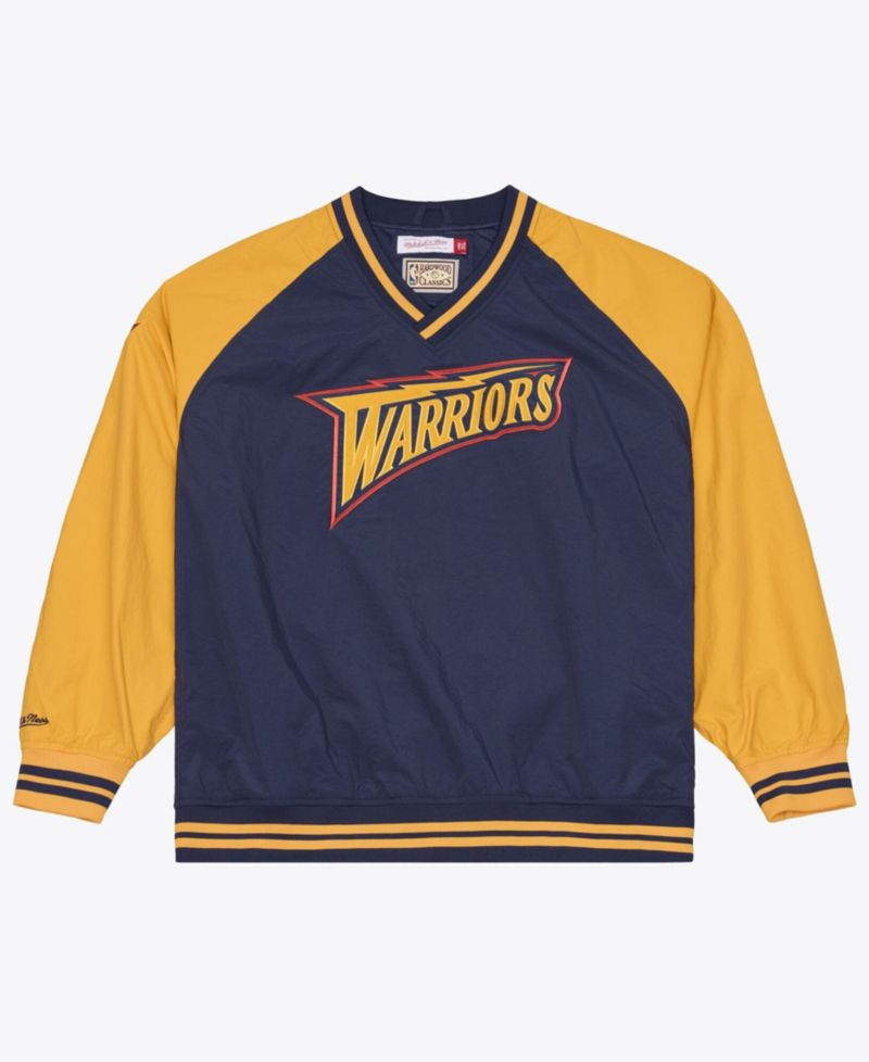 Men's Navy Golden State Warriors Classic V-Neck Pullover Jacket