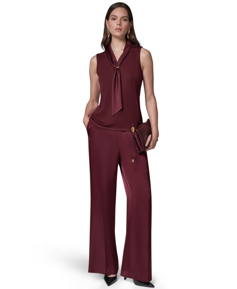 Women's Sleeveless Tie-Neck Blouse