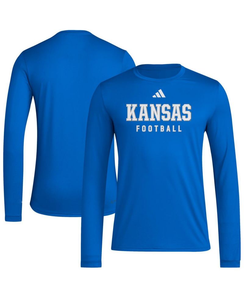 Men's Royal Kansas Jayhawks Locker Practice Football Pre-Game Long Sleeve T-Shirt