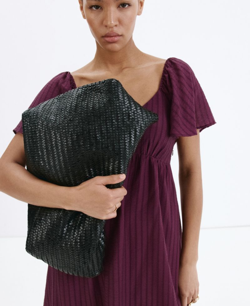 Women's Gathered Detail Textured Dress