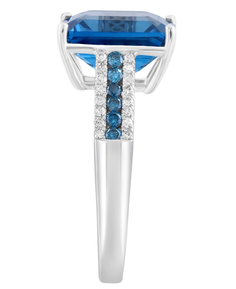 London Blue Topaz (4-1/3 ct. t.w.) & Diamond (1/4 ct. t.w.) Ring in 14k White Gold (Also Available in 14k Yellow Gold)
