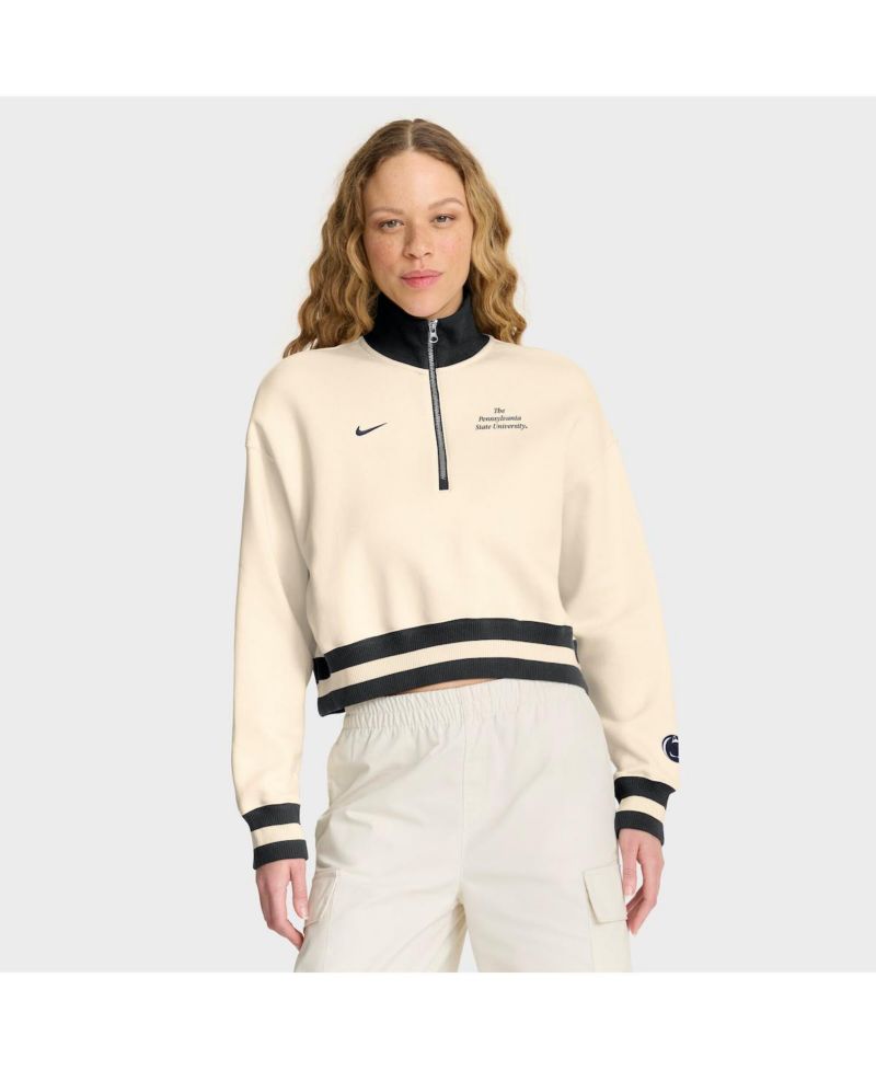 Women's Cream/Navy Penn State Nittany Lions Legacy Half-Zip Sweatshirt