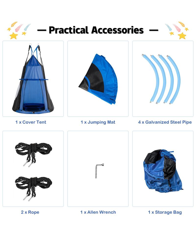 Kids 2-in-1 40 Inch Hanging Chair Detachable Swing Tent