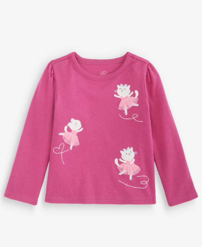 Baby Girls' 3M-24M Mix & Match Long-Sleeve Ballerina Cat T-Shirt