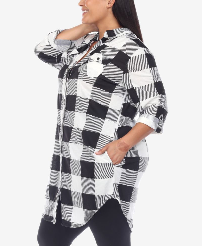 Plus Size Plaid Tunic Shirt