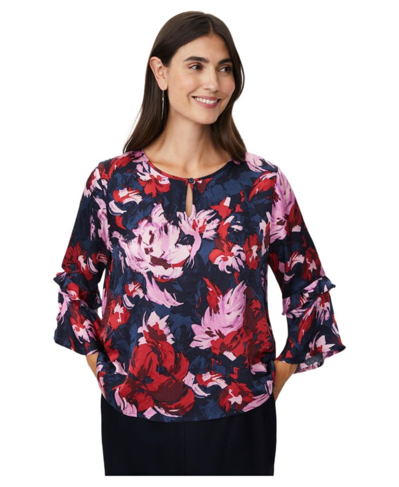 Women's MaBimelda Keyhole Detail Floral Top