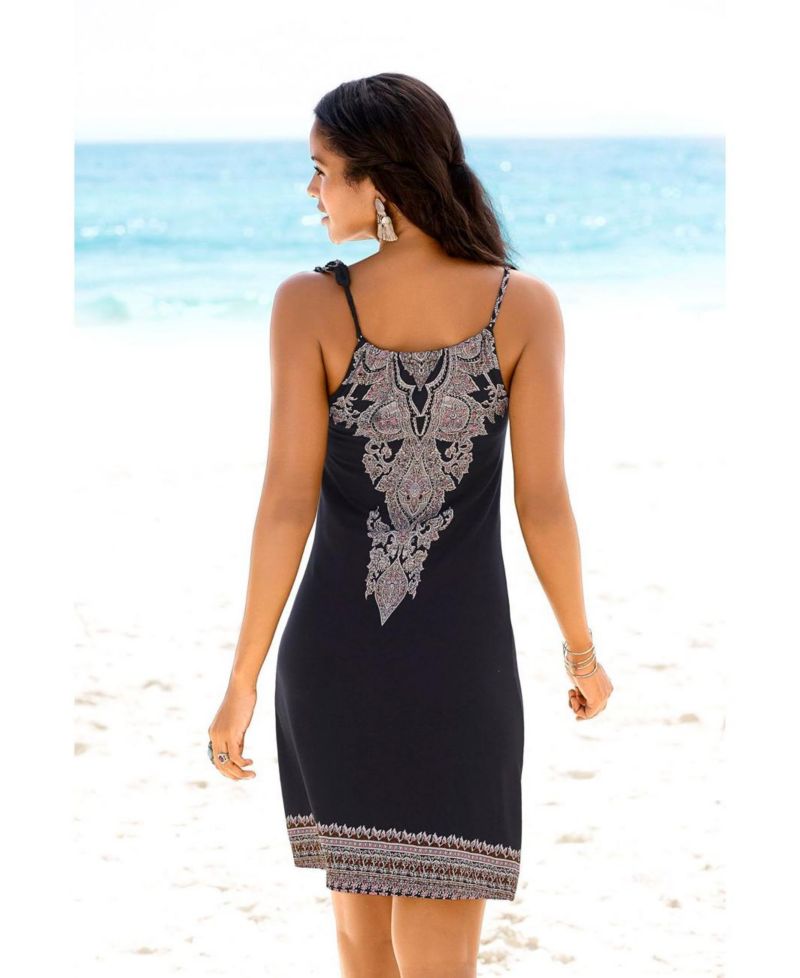 Women's Printed Keyhole Scoop-Neck Dress