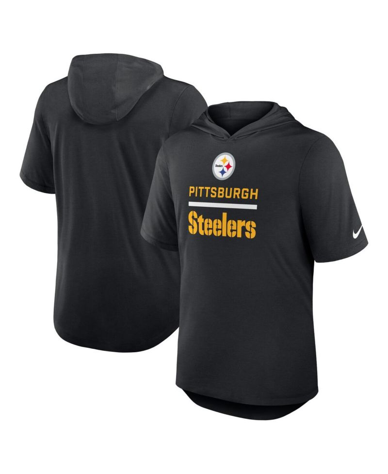 Men's Black Pittsburgh Steelers Lockup Tri-Blend Hoodie T-Shirt