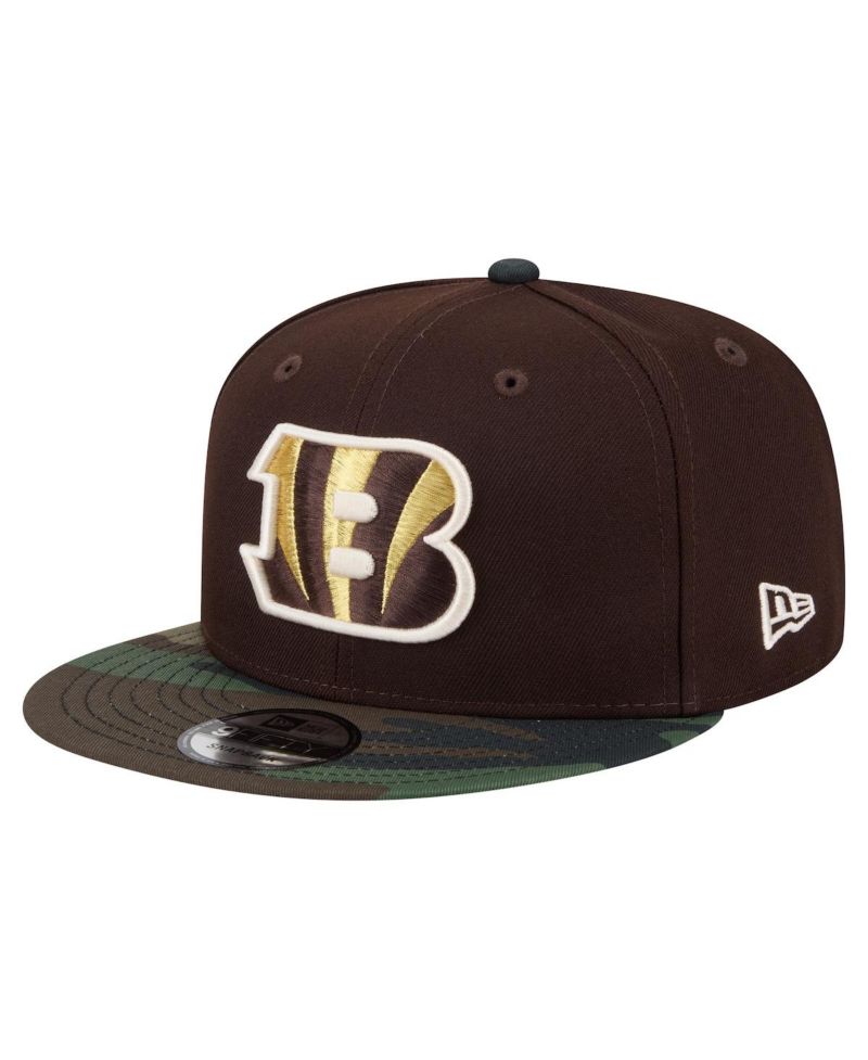 Men's Dark Brown Cincinnati Bengals Burnt Wood Camo 9FIFTY Snapback Hat
