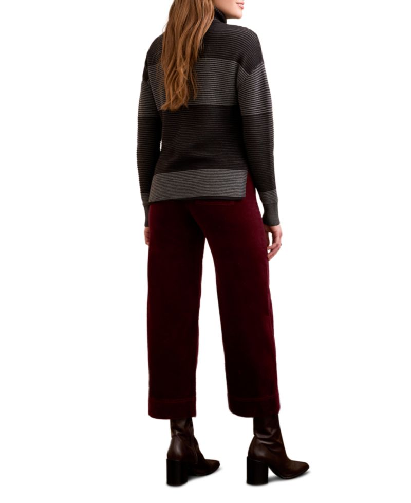 Women's Two Tone Turtleneck High Low Sweater