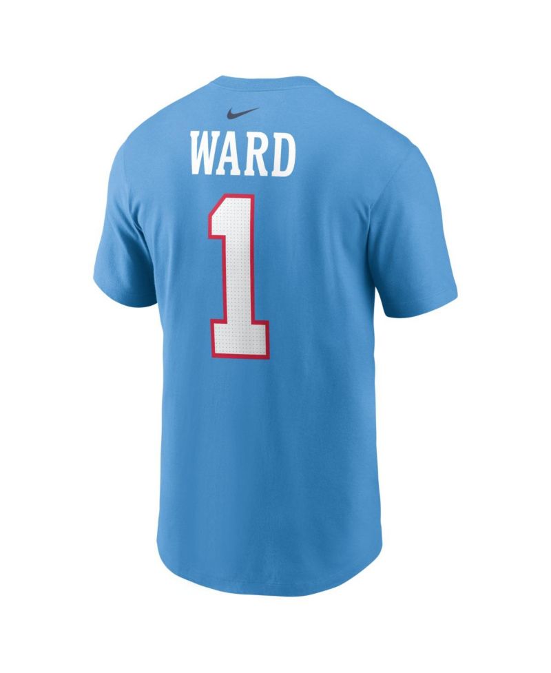 Men's Cameron Ward Light Blue Tennessee Titans Team Name and Number T-Shirt