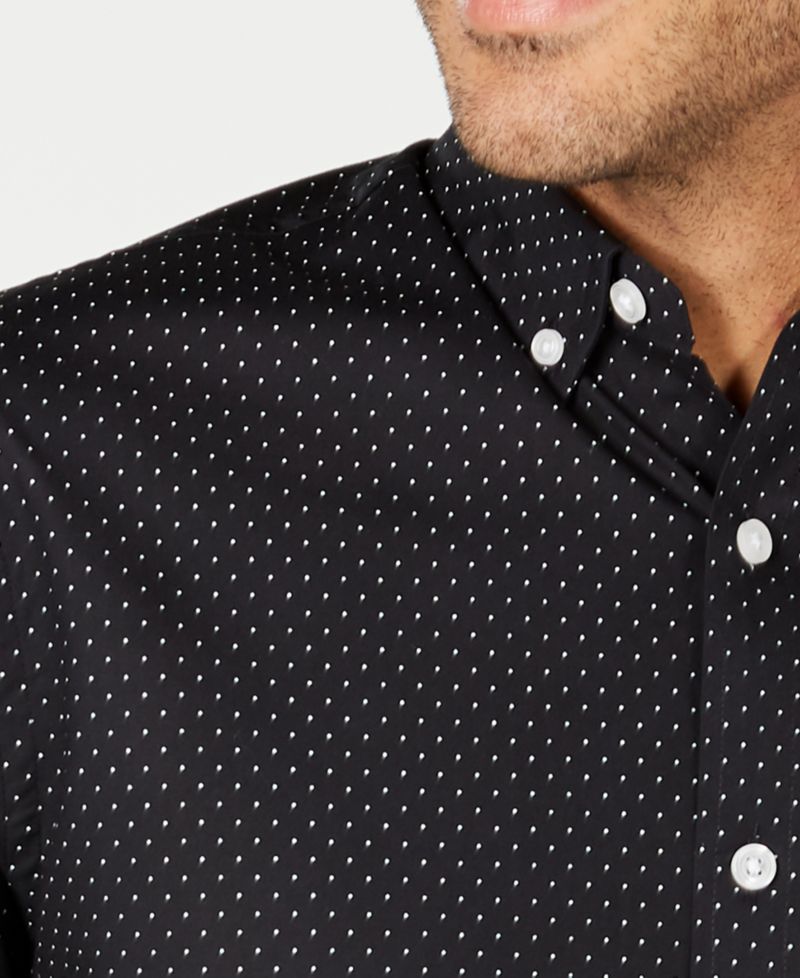 Men's Micro Dot Print Stretch Cotton Shirt