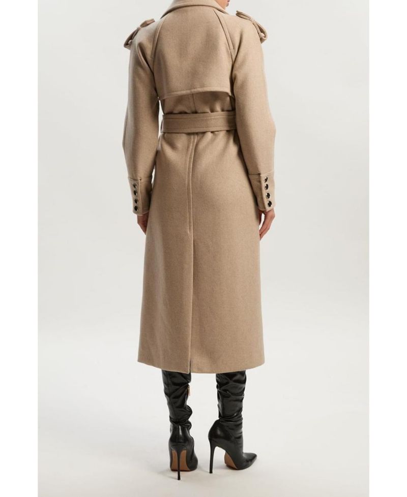 Women's Wool Tailored Belted Midi Coat
