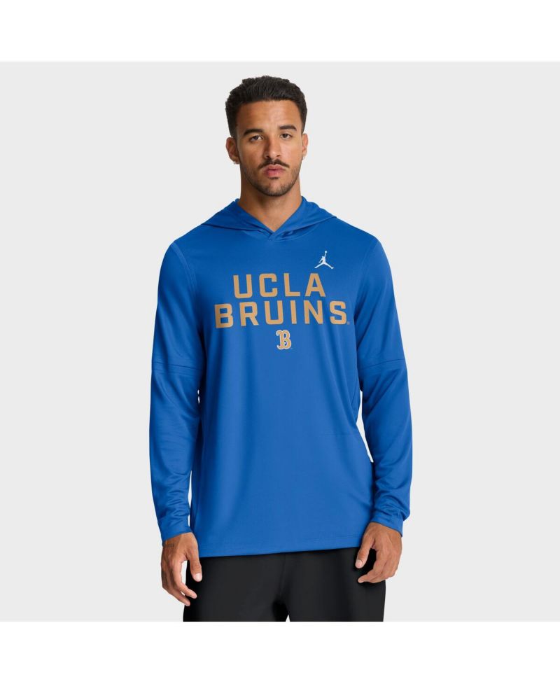 Men's Blue UCLA Bruins 2025 Sideline Performance Long Sleeve Hoodie T-Shirt