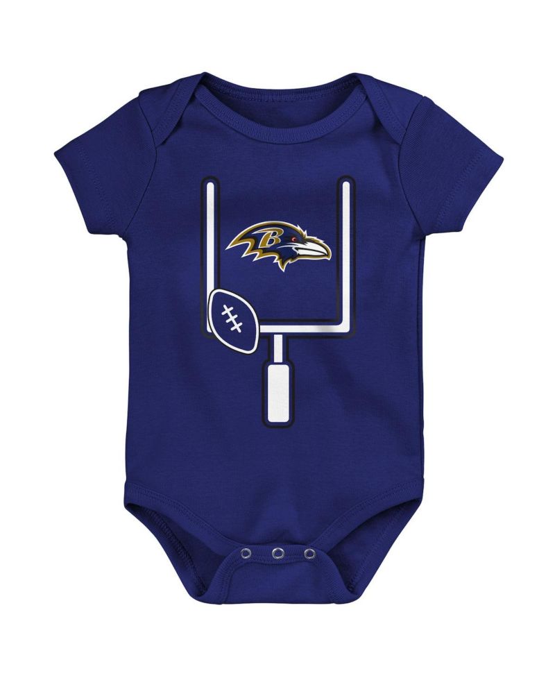 Baby Boys and Girls 3-Pack Baltimore Ravens Littlest Player Bodysuit Set