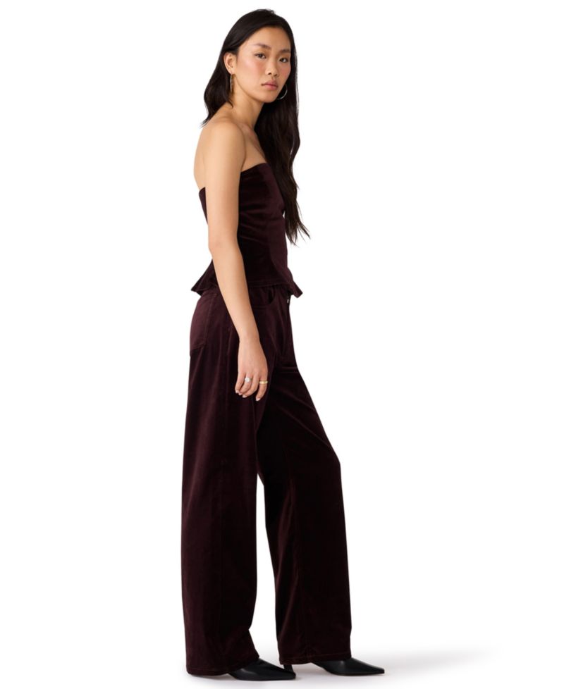 Women's Dawnette Strapless Velvet Peplum Top