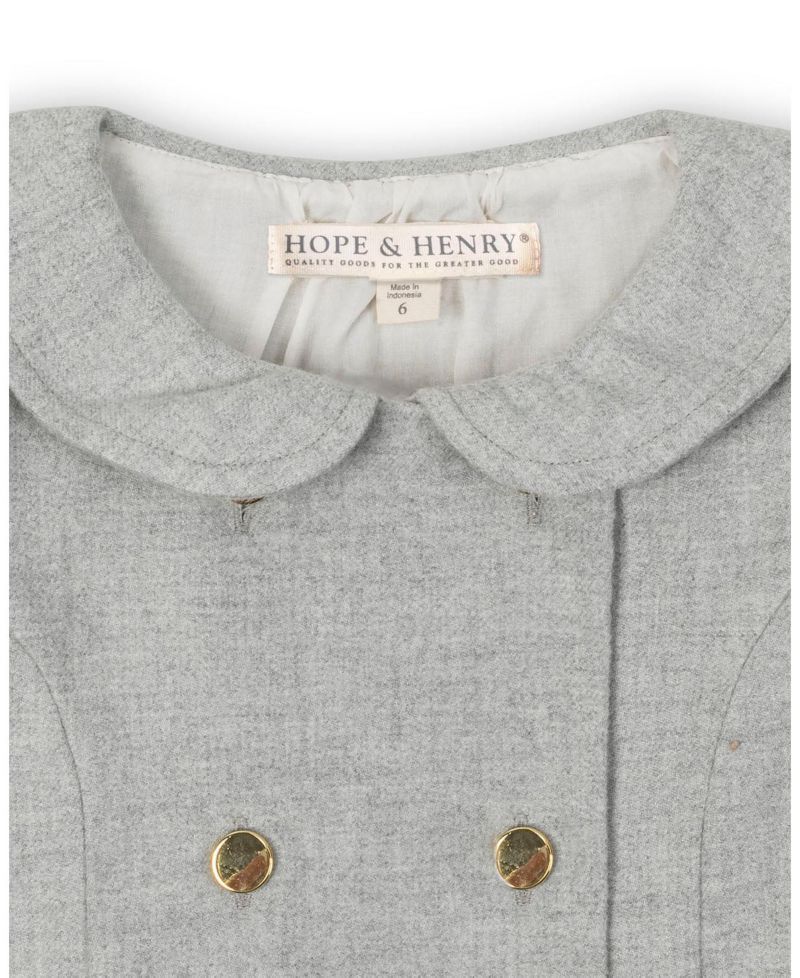 Little Girls Hope and Henry Organic Double Breasted Flannel Dress with Collar