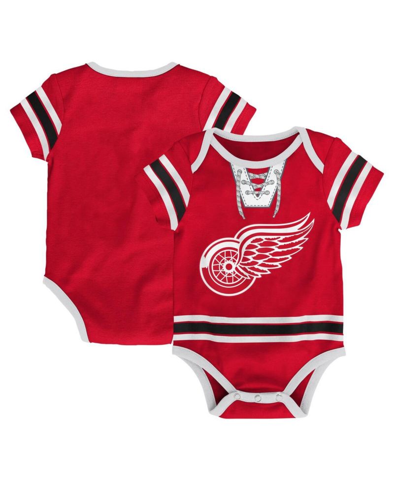 Baby Boys and Girls Red Detroit Red Wings Hockey Jersey Bodysuit
