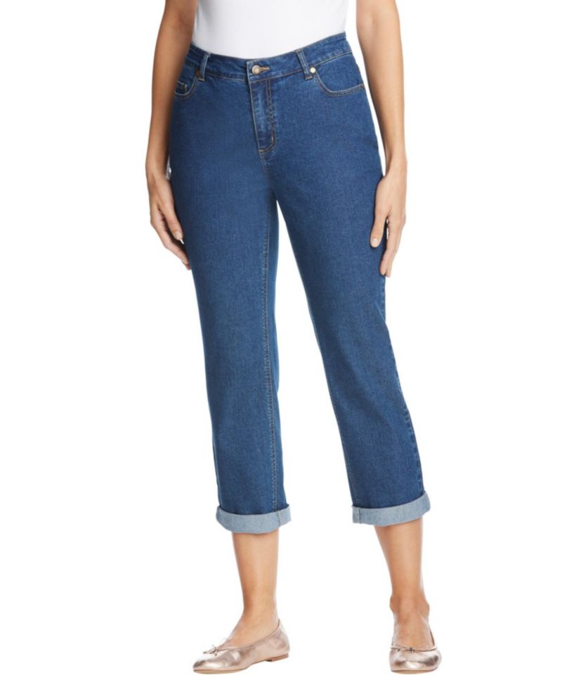 Plus Size Tall Stretch Denim Five-Pocket Girlfriend Jeans