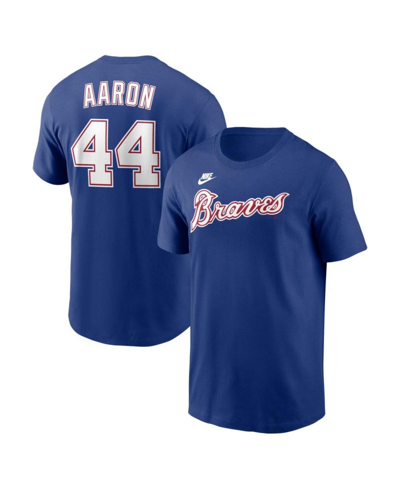Men's Hank Aaron Royal Atlanta Braves Cooperstown Collection Name & Number T-Shirt