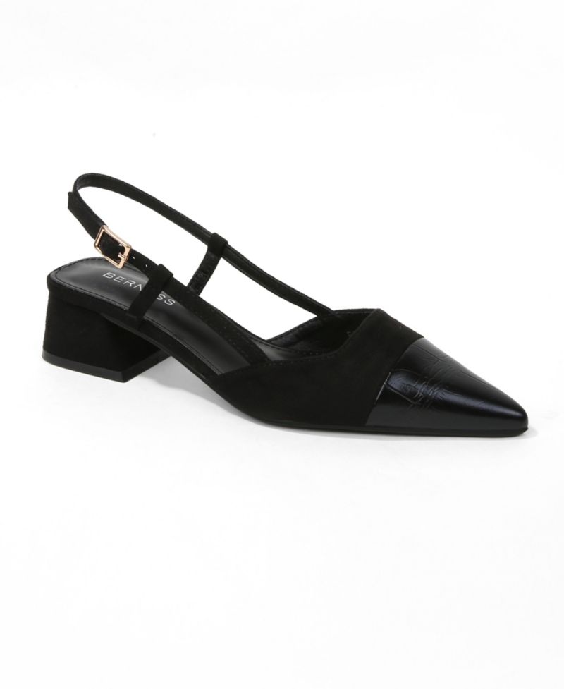 Women's Fay Croco Texture Toe Cap Low Block Heel Slingback