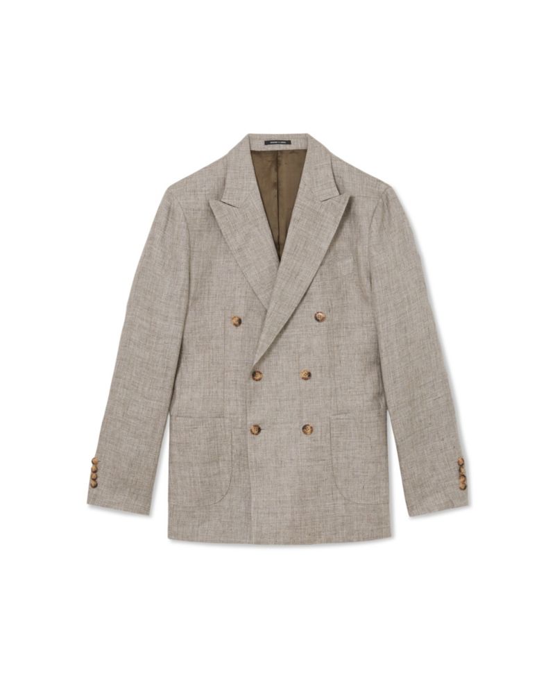 Men's Amore Linen Double-Breasted Tailored-Fit Suit Blazer