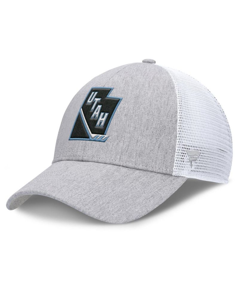 Men's Gray/White Utah Mammoth Utah Badge Trucker Adjustable Hat