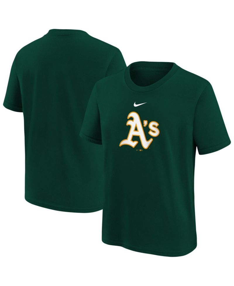 Big Boys and Girls Green Athletics Large Logo T-Shirt