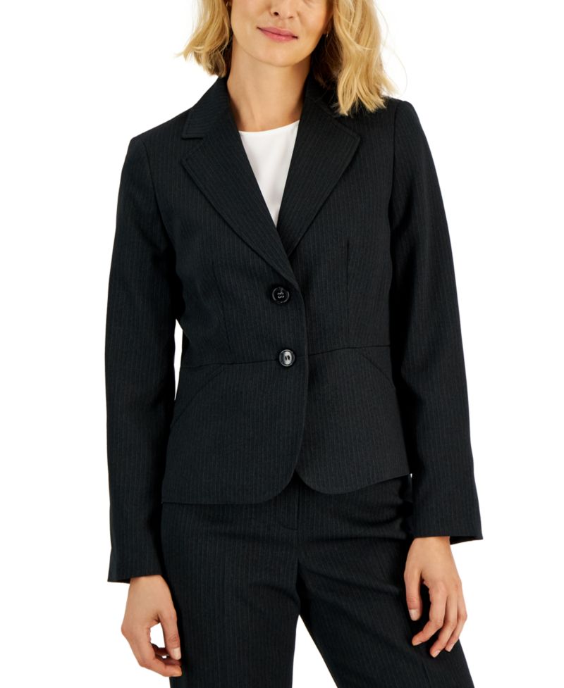 Women's Two-Button Pinstriped 2 Piece Pantsuit, Regular & Petite