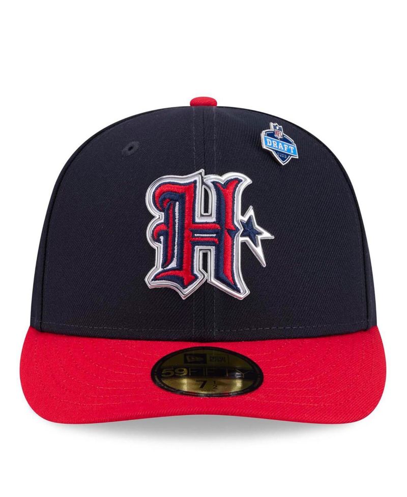 Men's Navy/Red Houston Texans 2026 NFL Draft Pre-Curved 59FIFTY Fitted Hat