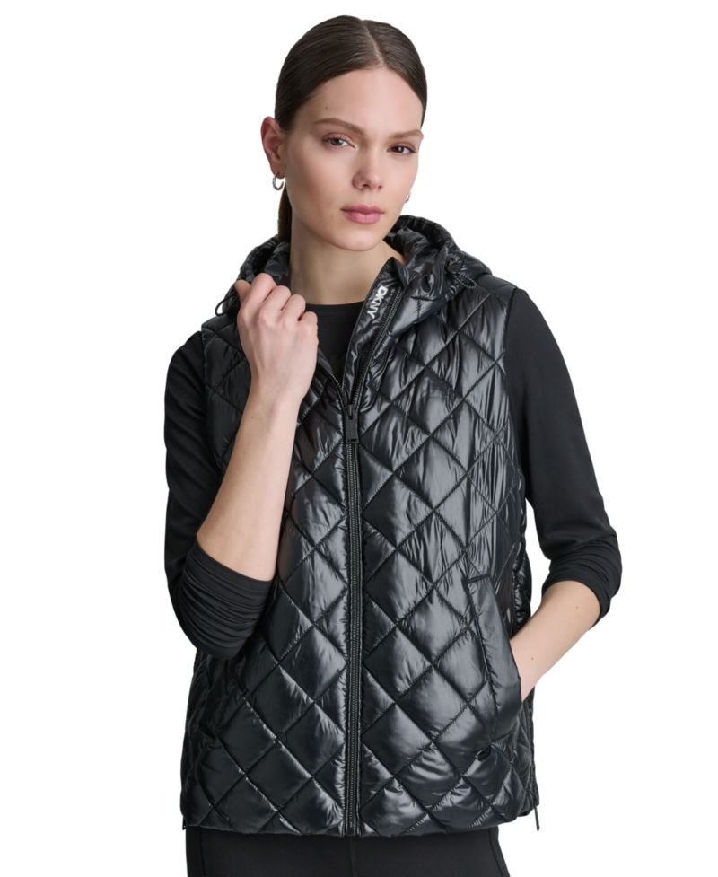 Women's Hooded Diamond Quilt Vest