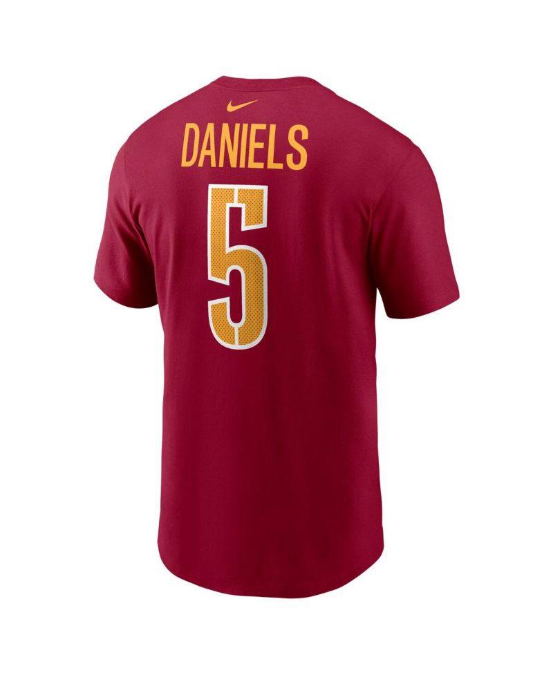 Men's Jayden Daniels Burgundy Washington Commanders 2024 NFL Draft First Round Pick Name & Number T-Shirt