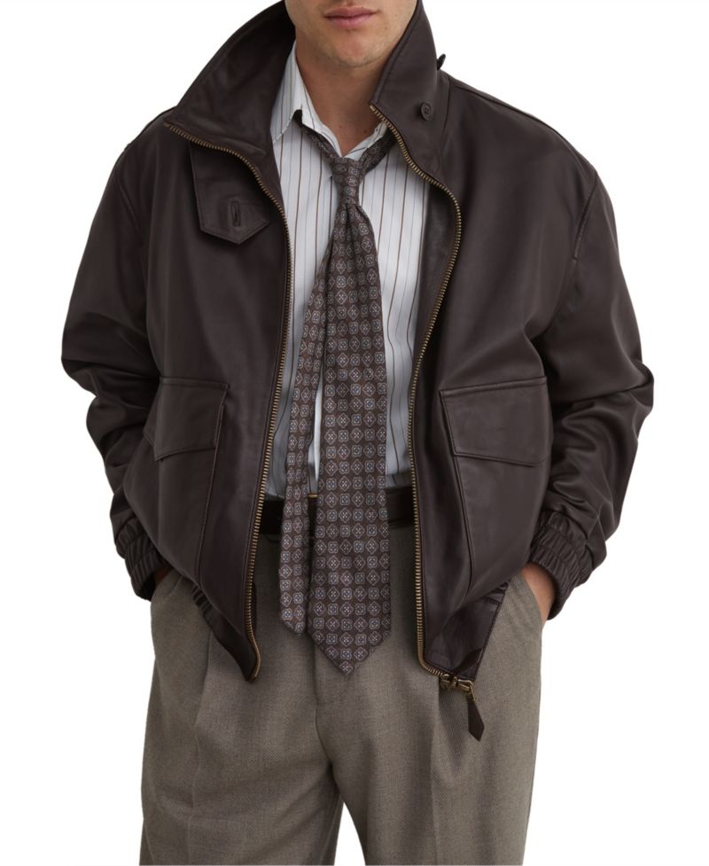 Men's Trinity Leather Oversized Funnel-Neck Jacket