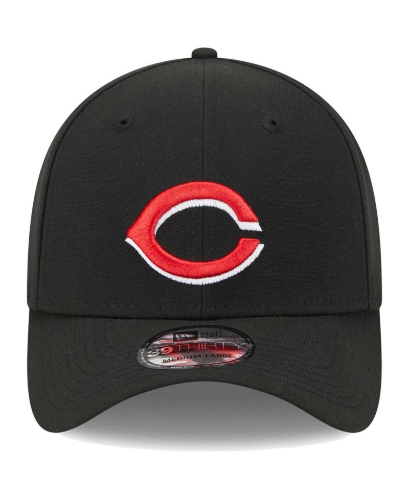 Men's Black Cincinnati Reds Logo 39THIRTY Flex Hat