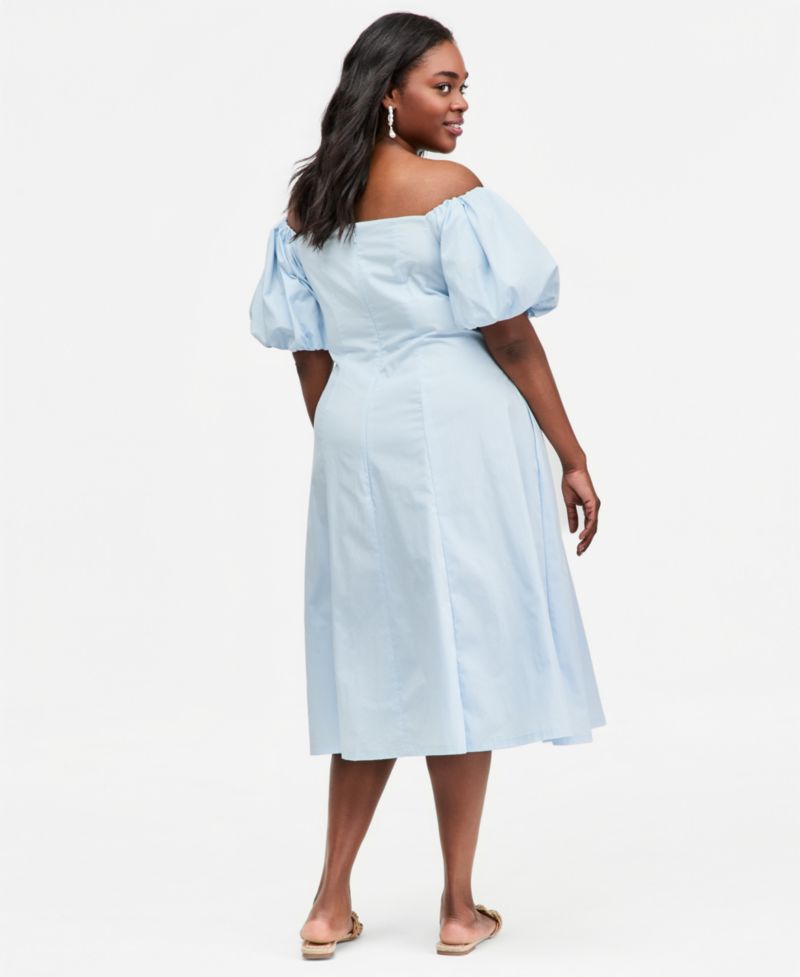 Women's Off-The-Shoulder Puff-Sleeve Midi Dress