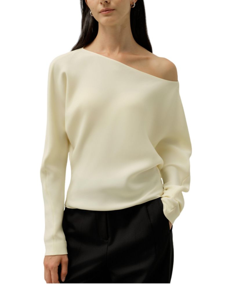 Women's Long Sleeve Gathered Silk Top