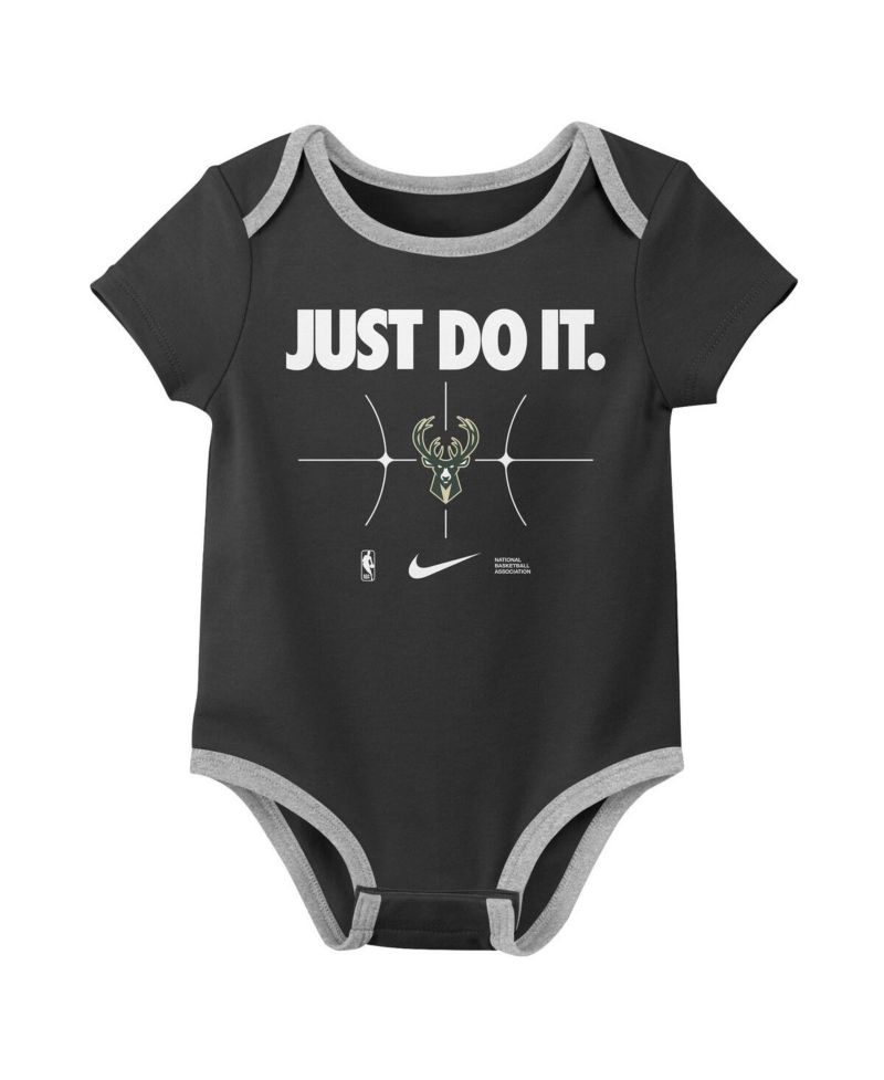 Newborn 2-Pack Hunter Green/Black Milwaukee Bucks Just Do It Bodysuit Set