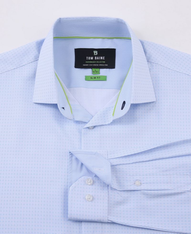 Men's Four Way Stretch Geo Print Button Down Dress Shirt