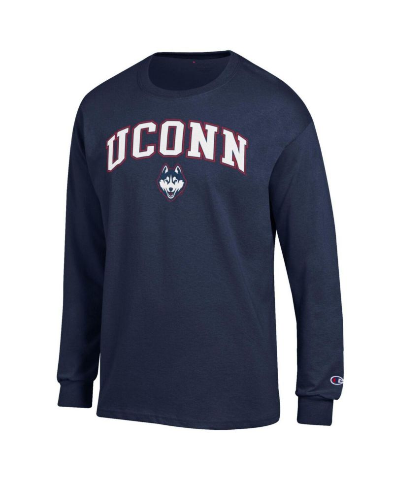 Men's Navy UConn Huskies Arch Over Logo Long Sleeve T-Shirt