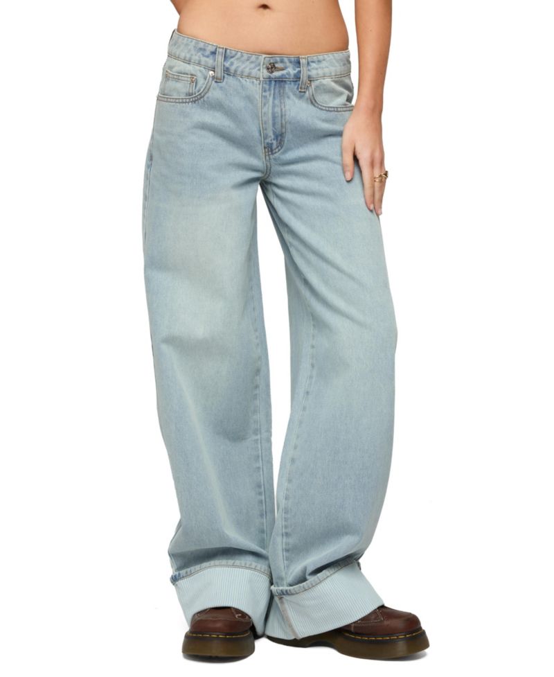 Women's Contrast Heart Low Rise Baggy Jeans