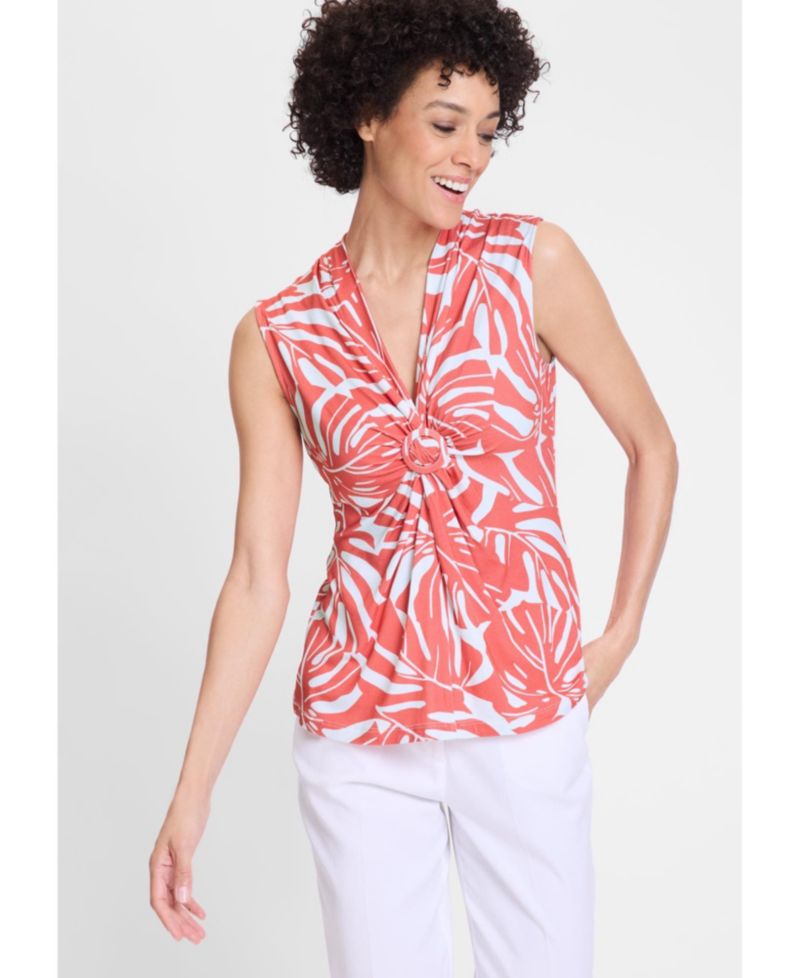 Women's Gathered Front Tropic Print Shell
