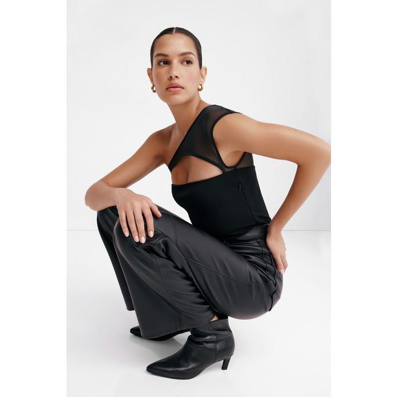 Women's Parker Sheer Mesh Chest-Cutout One-Shoulder Evening Top