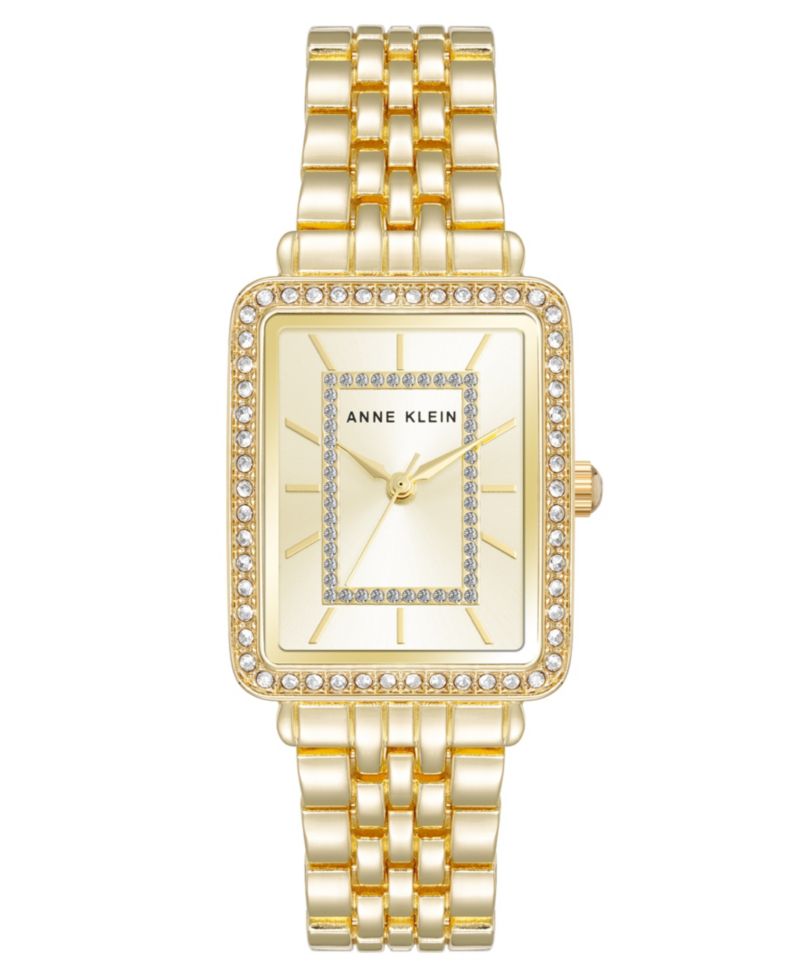 Women's Quartz Rectangular Gold-Tone Metal Alloy Watch, 25mm