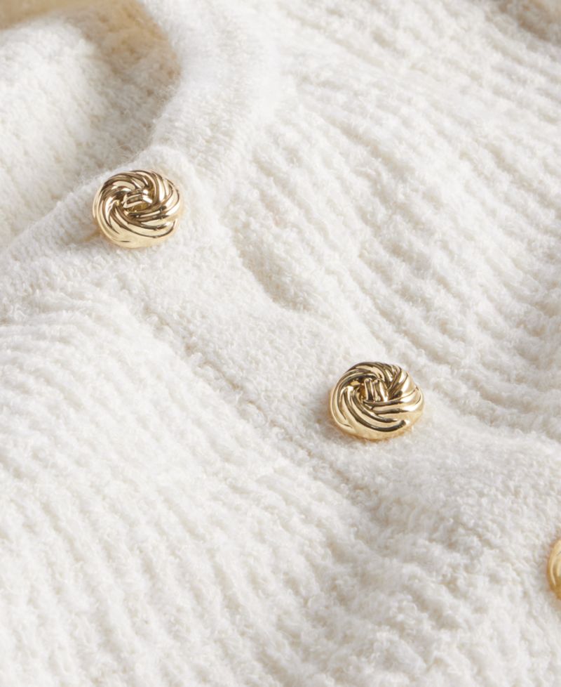 Petite Frayed Button Down Textured Cardigan